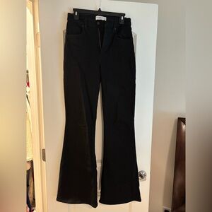 Abercrombie & Fitch Curve Love Ultra High Rise Black Flare Pants (LONG)